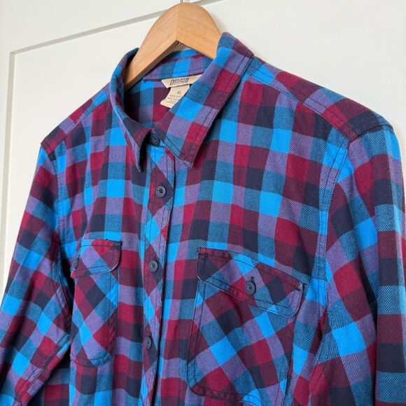Duluth Trading Co Flannel Shirt Womens Sz XL Red Blue Plaid Button Up Outdoor - Picture 3 of 12